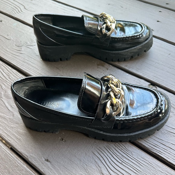 Guess Shoes - Guess Hillford Lug Sole Loafers Chunky Platform Women’s US 10M Gold Chain